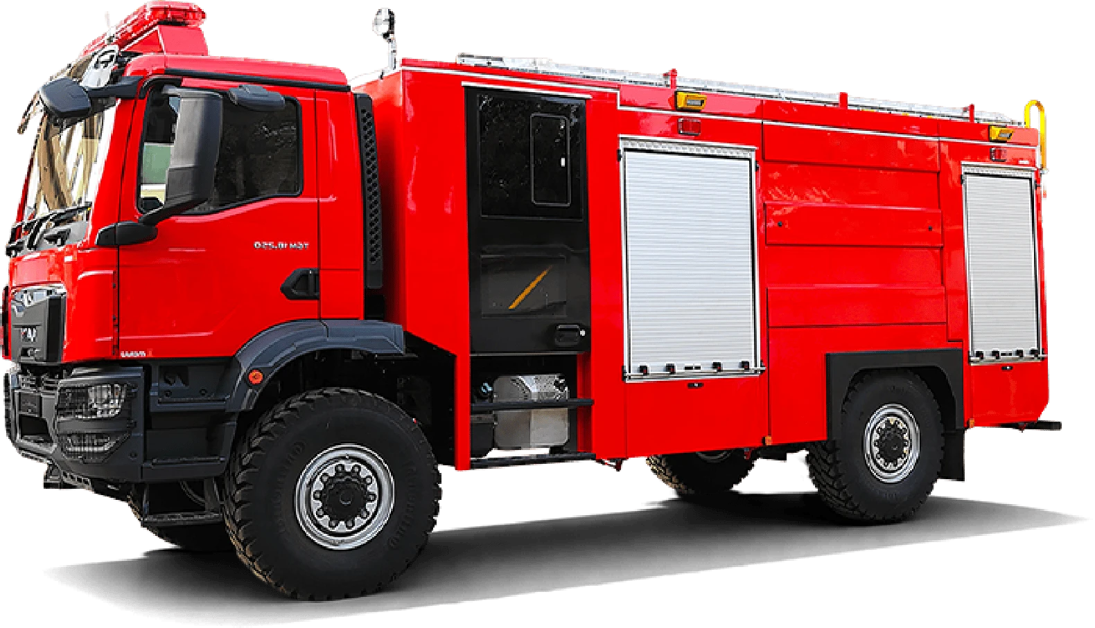 Red Meraj fire fighting and rescue vehicle