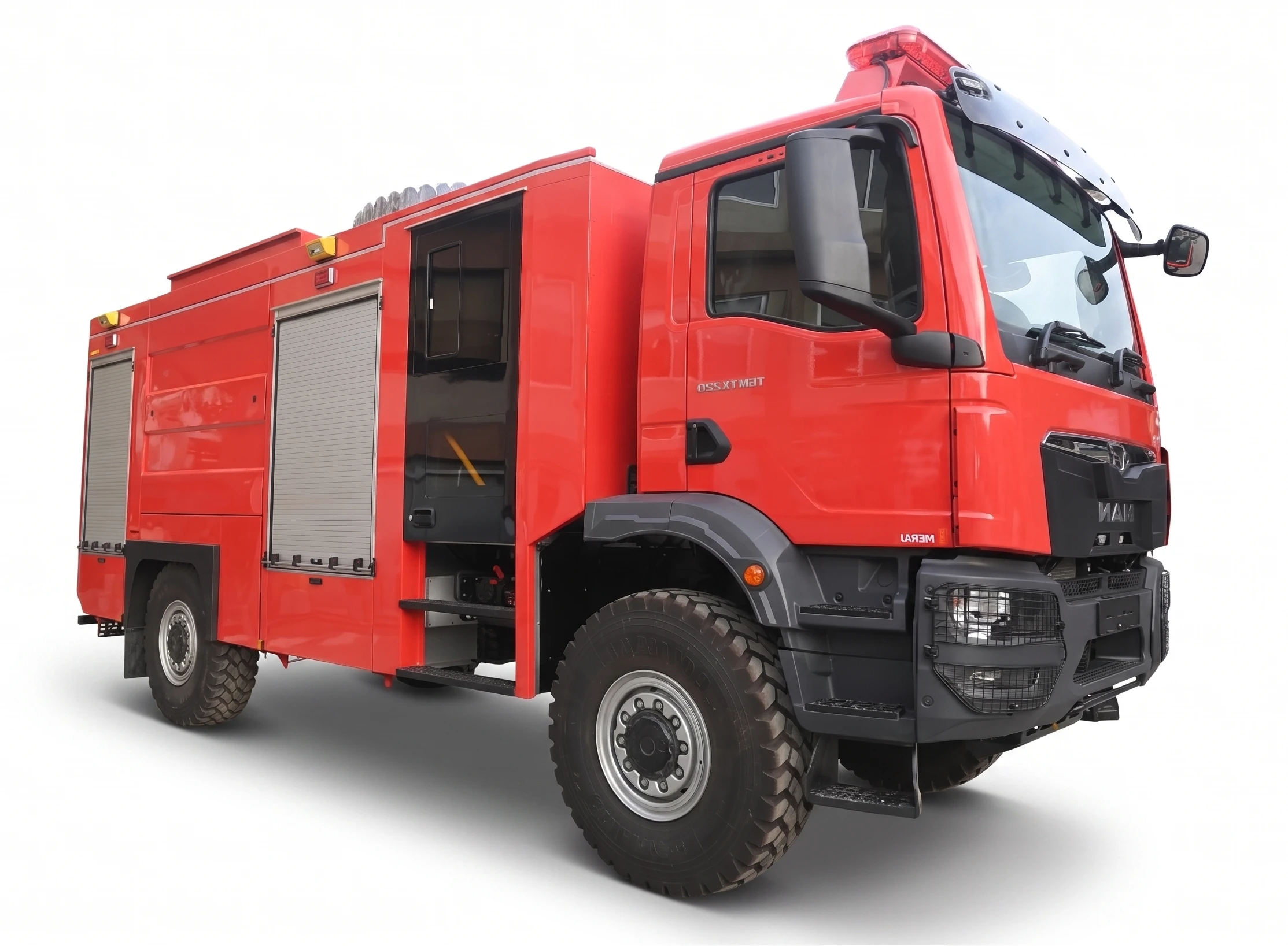 Meraj fire truck angled front view