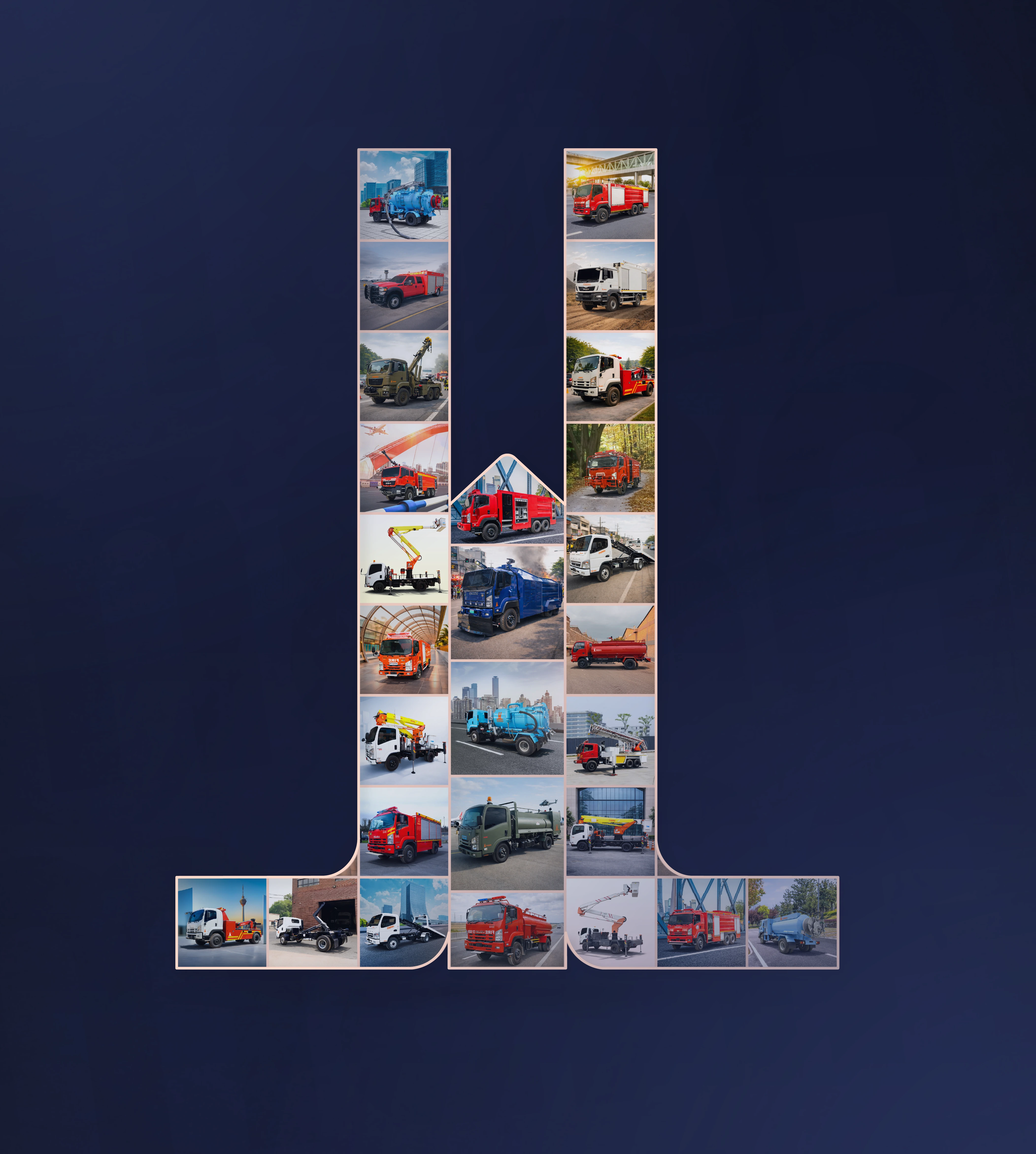 Meraj vehicle collage forming the letter M