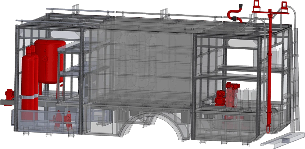 Transparent modular firefighting body structure